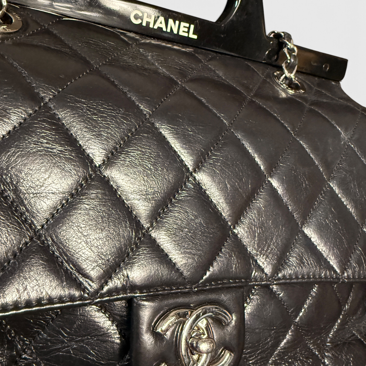 Chanel CC Delivery Bag - Black Quilted Leather, Gunmetal Hardware
