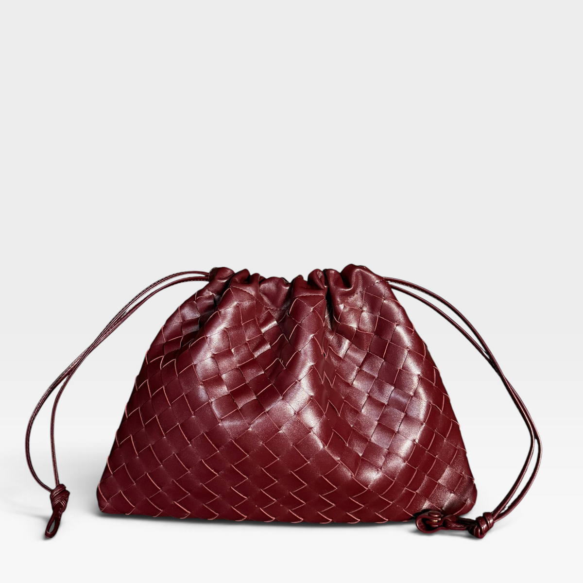 Bottega Veneta Pouch Clutch - Burgundy Intrecciato Leather