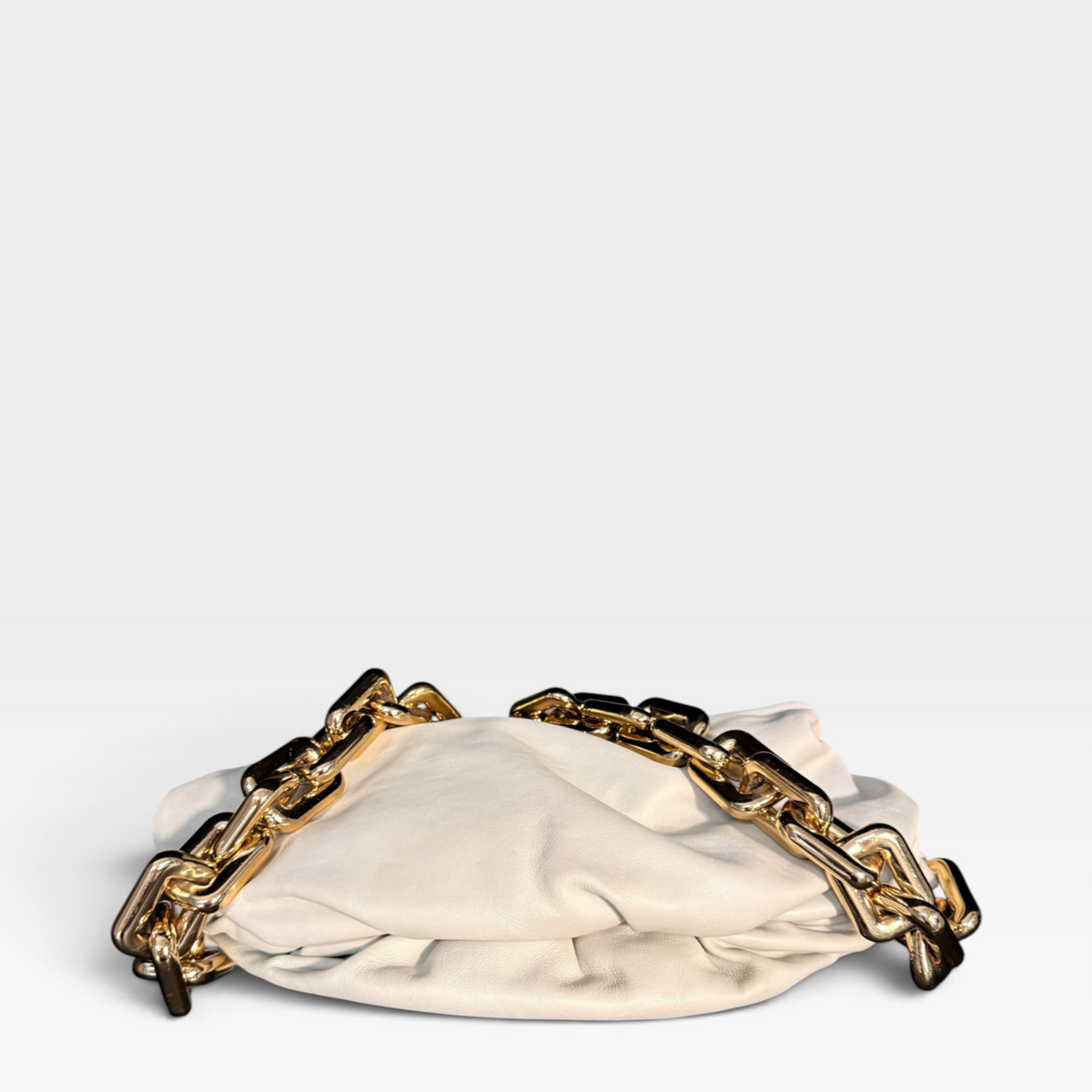 Bottega Veneta Ivory Leather Chain Bag Pouch
