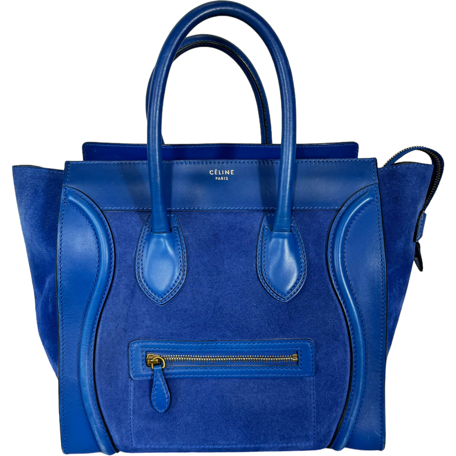 Celine Cobalt Blue Suede Nano Luggage Bag