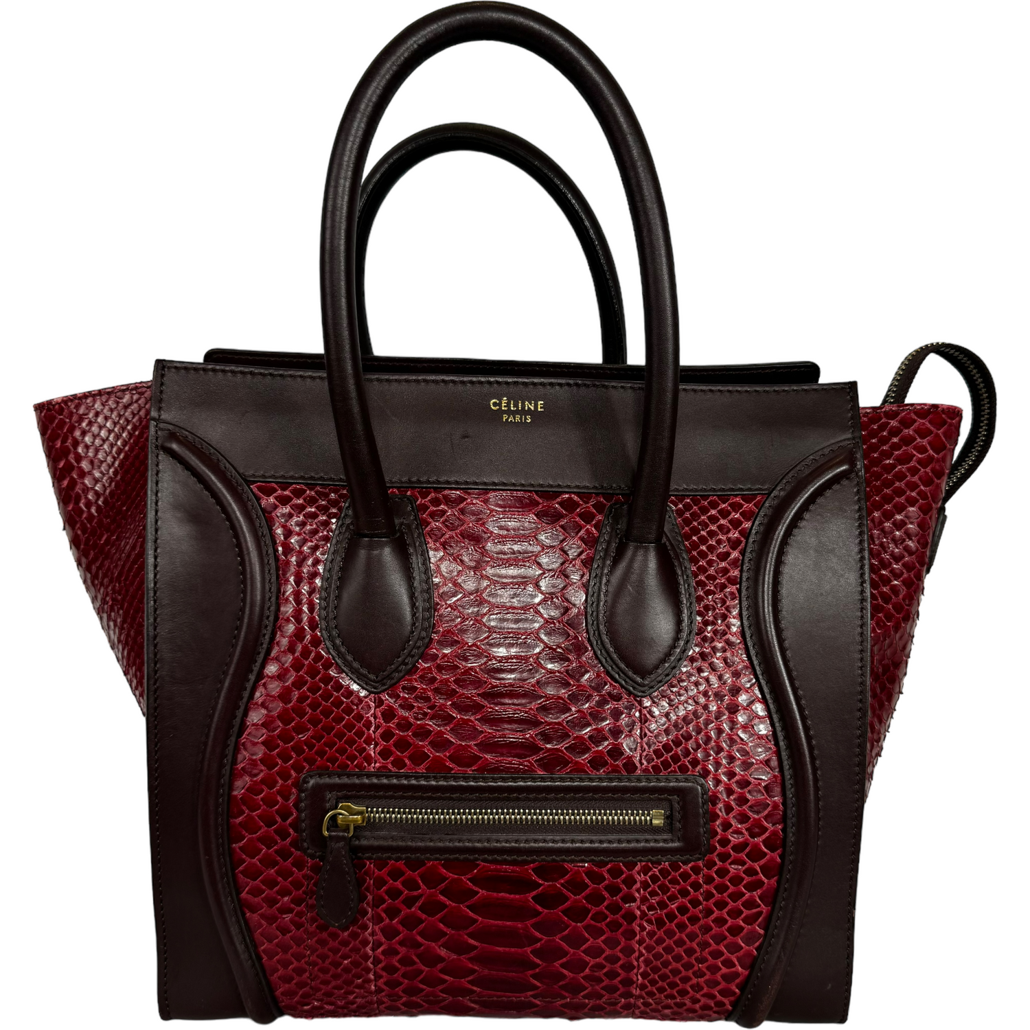 Celine Burgundy Python Nano Luggage Bag