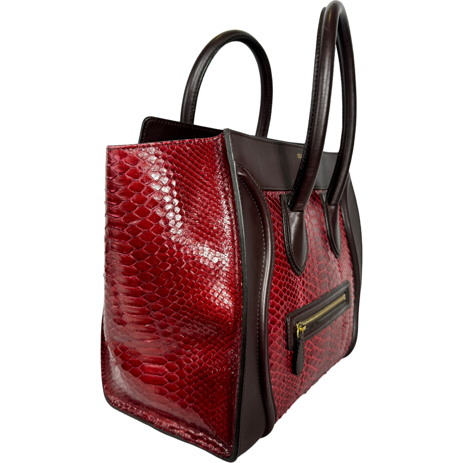 Celine Burgundy Python Nano Luggage Bag