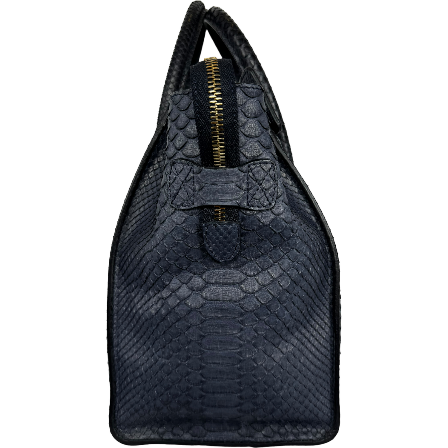 Celine dark blue python nano luggage handbag.