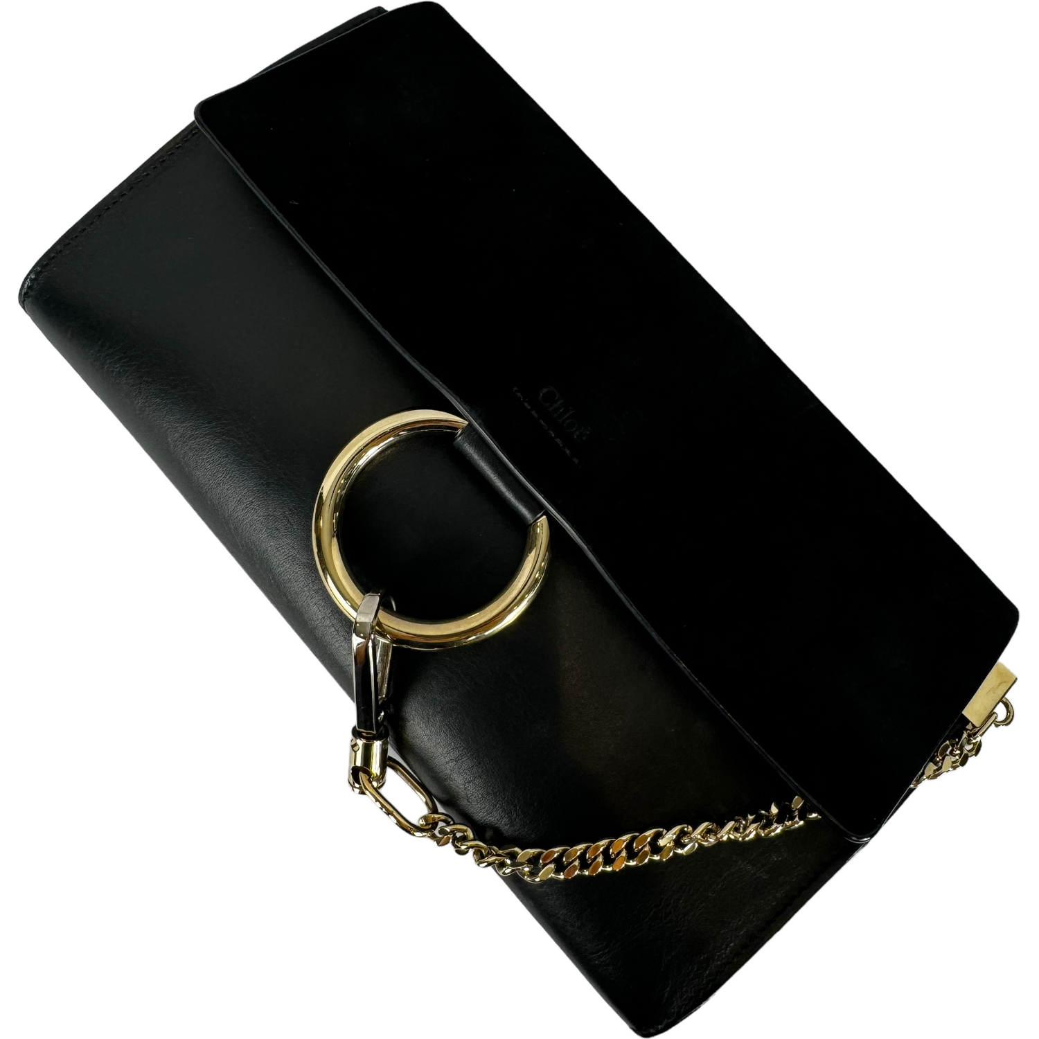 CHLOE Faye black leather and suede signature clutch bag