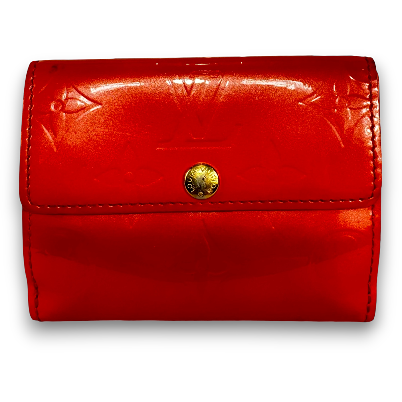 LOUIS VUITTON Patent Orange Trifold Card Holder/Coin purse/wallet