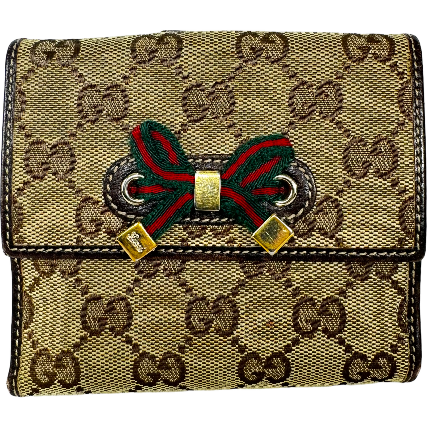 GUCCI GG Canvas Ribbon Bi Fold Wallet