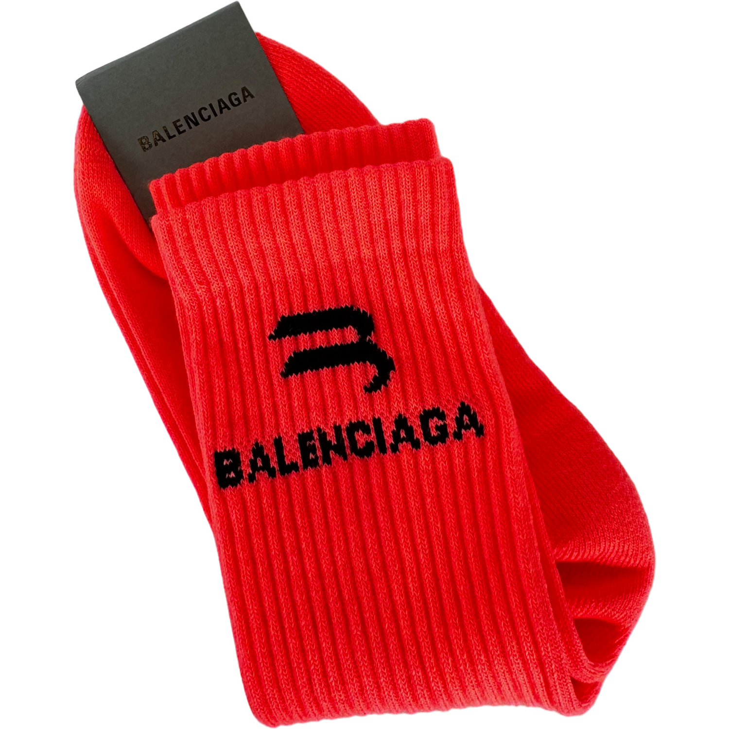 BALENCIAGA Pink Logo Ribbed Socks size M (9)