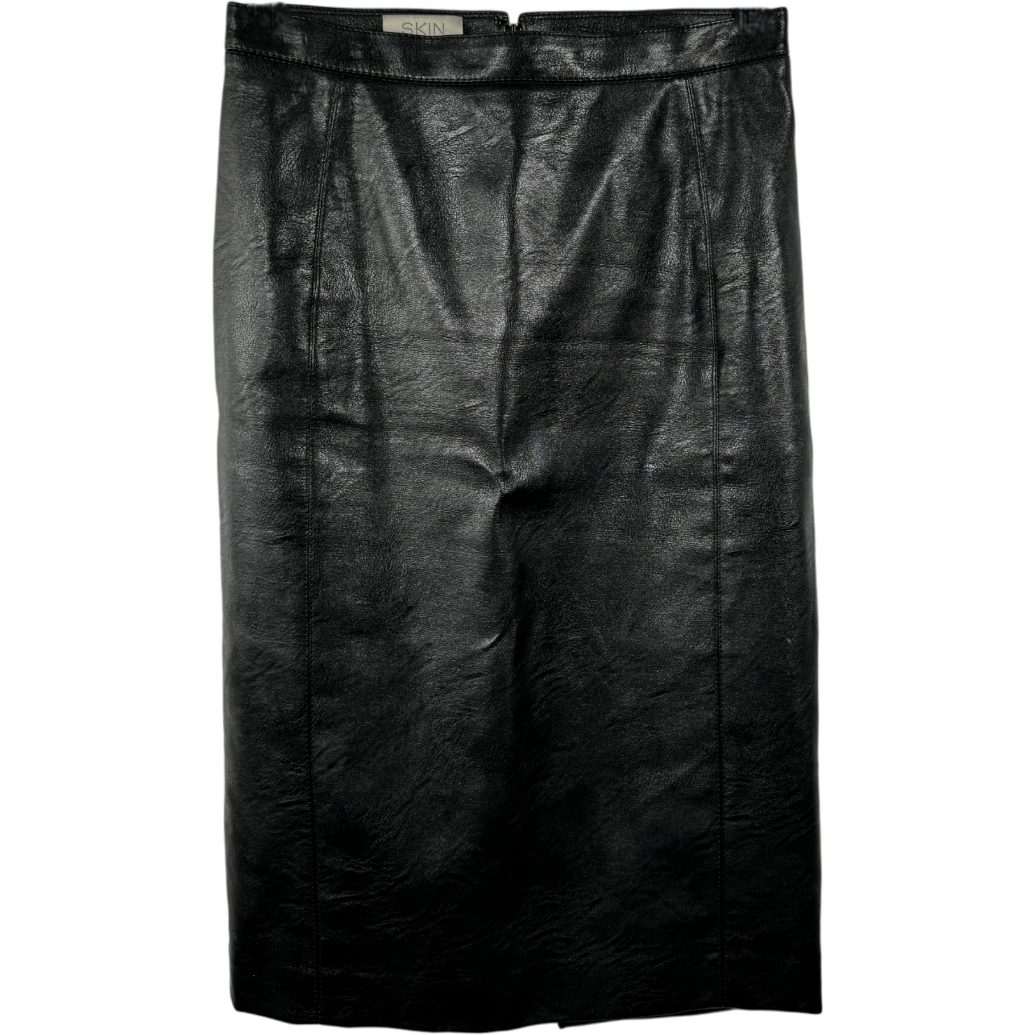 Vegan Leather Skirt with stretch fabric reverse panelling
