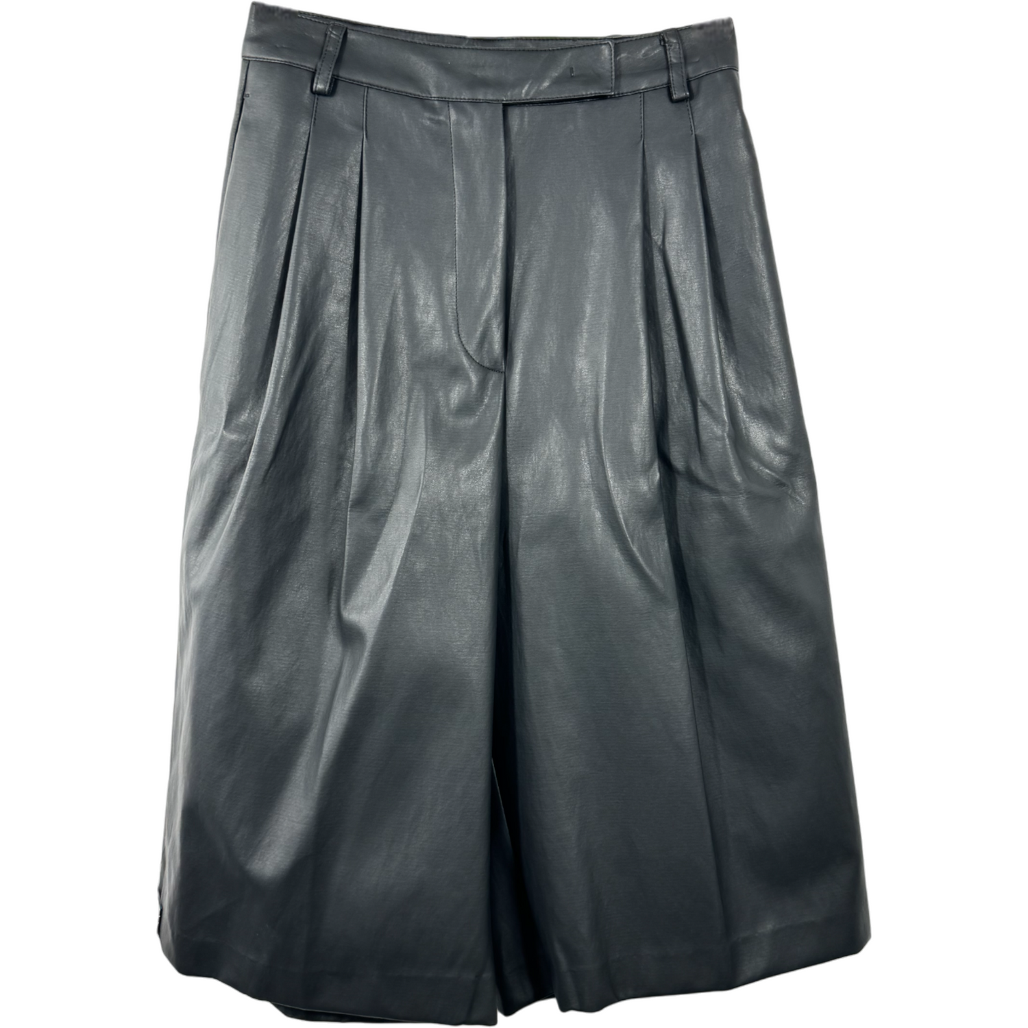 THE FRANKIE SHOP Black Faux Leather Long Shorts