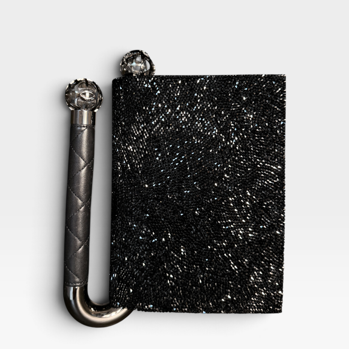 Chanel Fall 2013 Runway Minaudière - Black Crystal, Silver Hardware