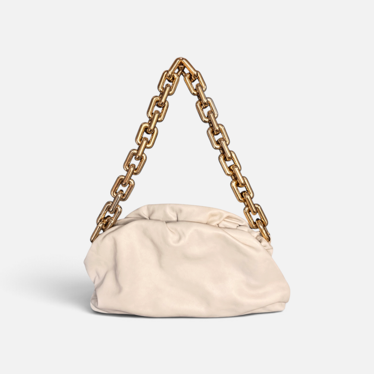 Bottega Veneta Ivory Leather Chain Bag Pouch
